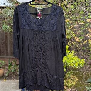 Johnny Was Elegant Black Lace Tunic